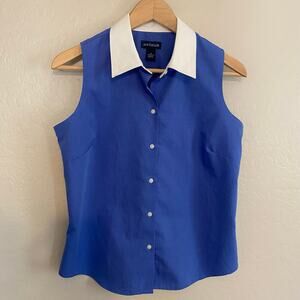 Ann Taylor Sleeveless Button Down Top Womens Sz 8 Medium Preppy Old Money
